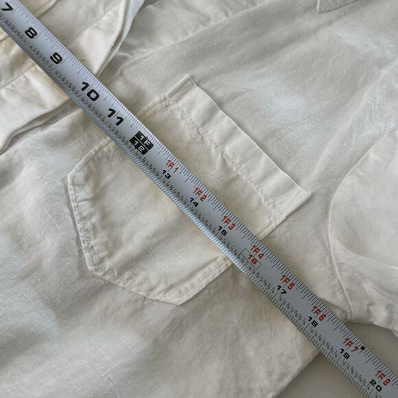 Rachel Zoe 100% Linen Button Up Top S Split Back Coastal Lagenlook Quiet Luxury - Picture 9 of 14